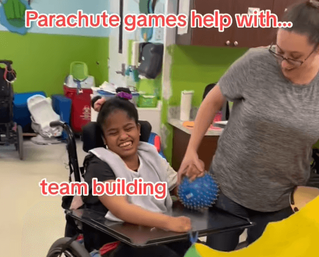 wheelchair parachute game adapted activity
